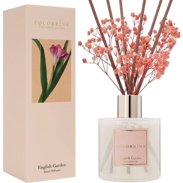 COCORR?NA Reed Diffuser - English Garden Scented Diffuser with 8 Sticks Home Fragrance Reed Diffuser for Bathroom Shelf Decor