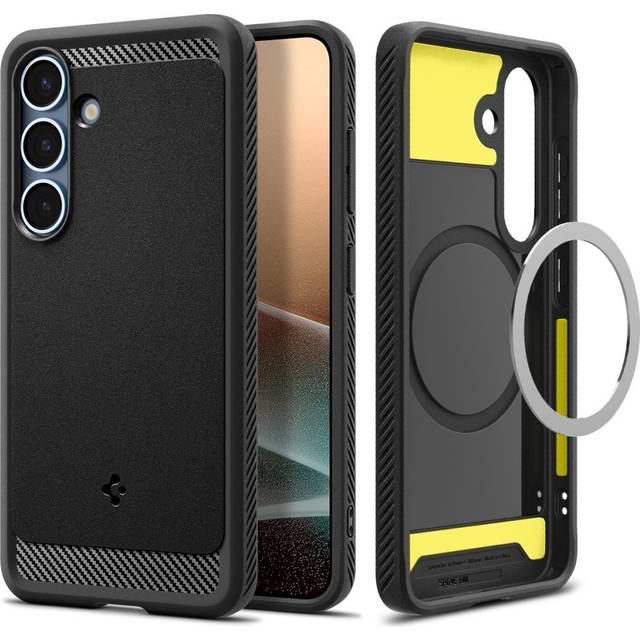 Spigen Rugged Armor MagFit Case för Samsung Galaxy S25 Skal Fodral, Kompatibel med MagSafe -Svart