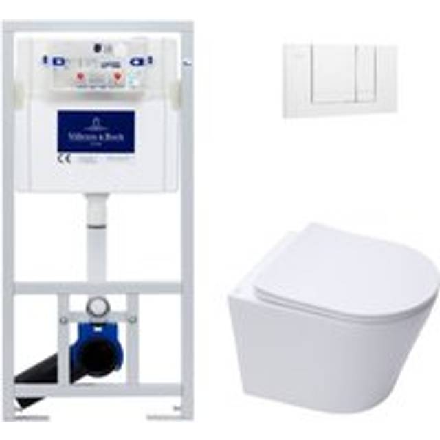 Villeroy&boch - Toilet Pack Frame + sat Infinitio Rimless Toilet with invisible fixings + White Flush Plate (VCNINFI2)
