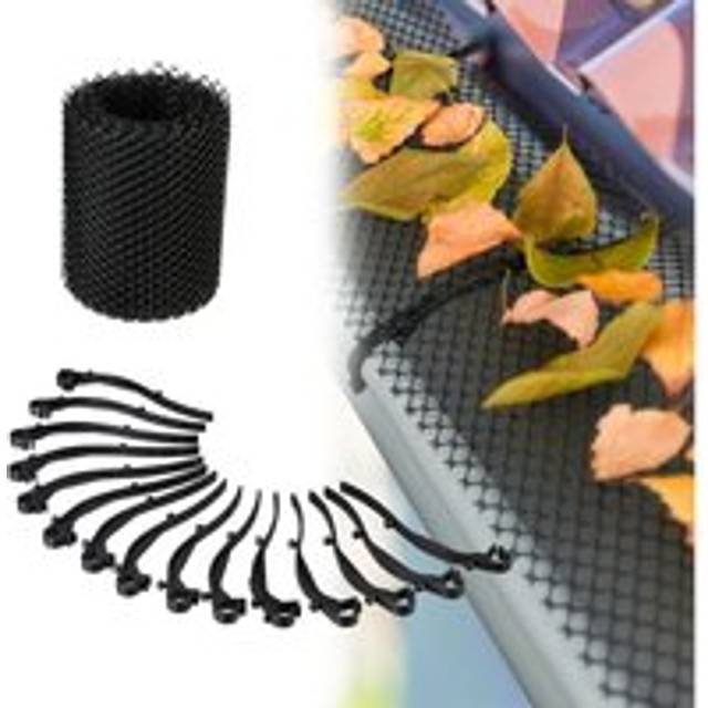 Relaxdays - Roof Guttering Leaf Guard, 6 m Long, Plastic Eaves Protector, Leaf Barrier for Gutter Troughs, 15 cm Wide, Black