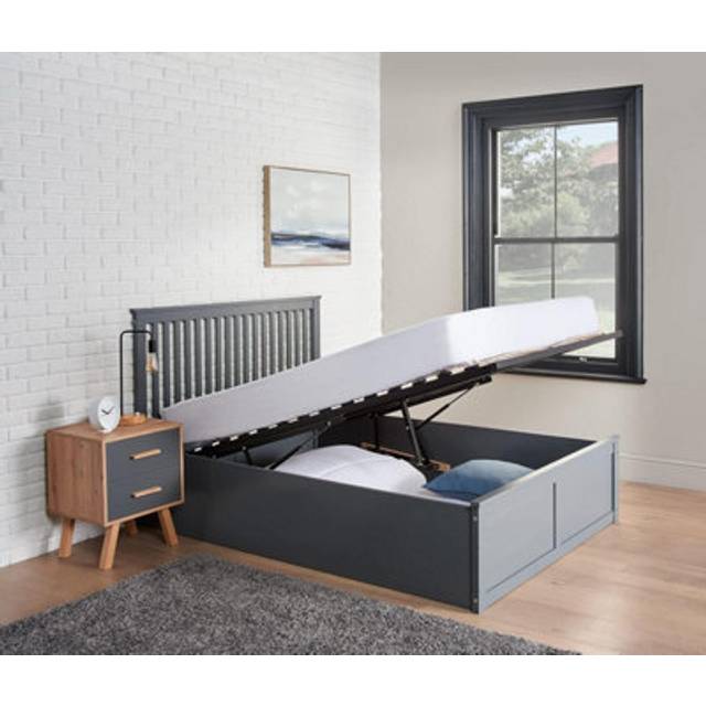 Wooden ottoman bed frame bed with storage featuring extra under bed storage