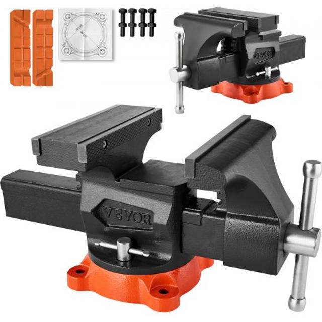 Vevor 8" bench vise multipurpose heavy duty ductile iron swivel locking base