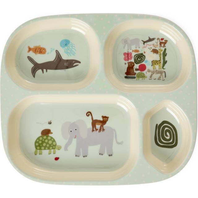 Melamine Plate With 4 Compartments, Mint Wildlife