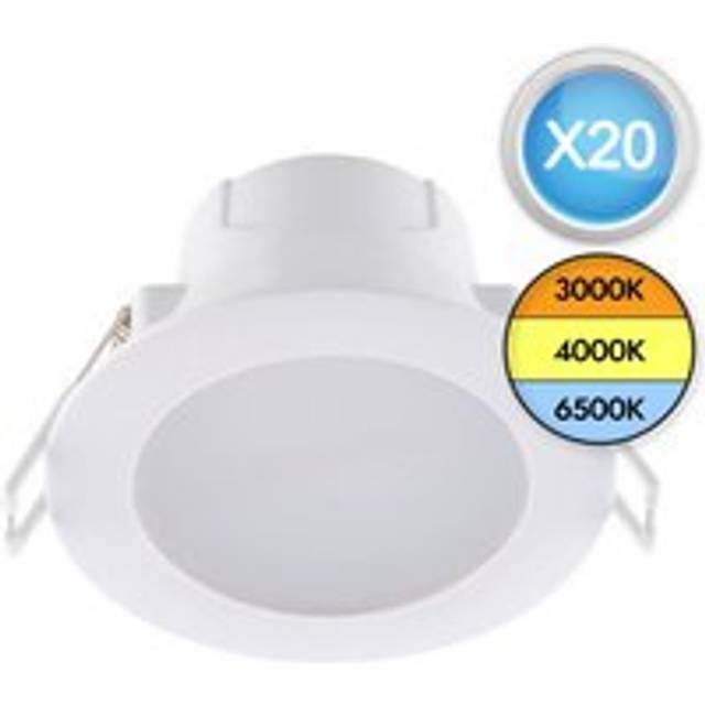 Set of 20 CCT LED Bathroom Downlights - White IP44 Recessed Downlights