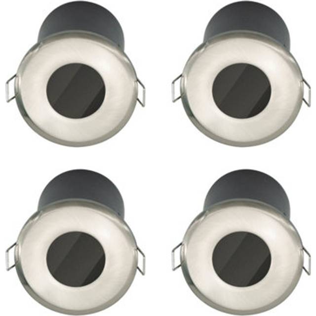 Set of 4 Fire Rated Bathroom Downlights - Brushed Steel IP65 Recessed Downlights
