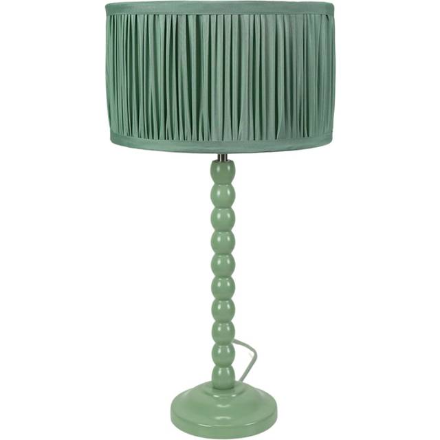 ValueLights Bobbins Ruched Green Drum Shade Sage Green Table Lamp