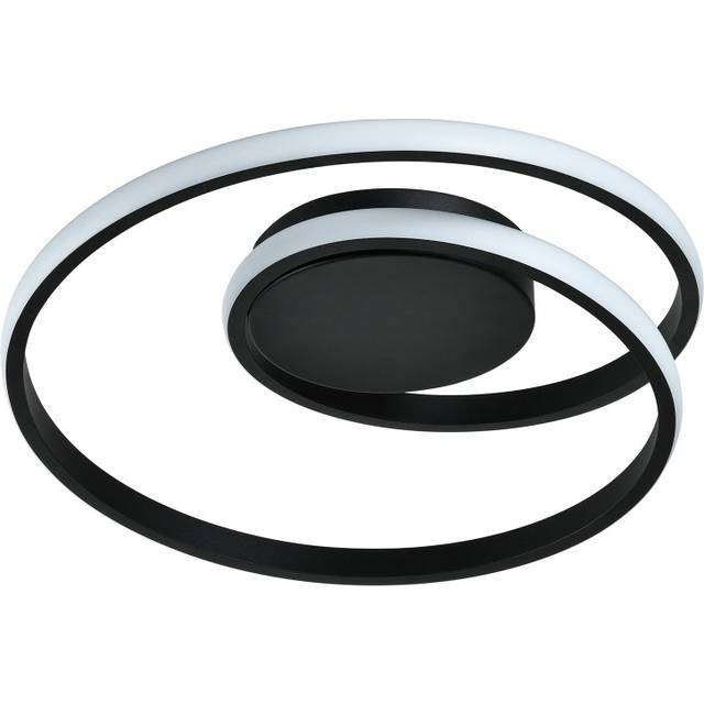 Modern Single Loop Strip Flush LED Powered Ceiling Light Fitting - Black - One Size