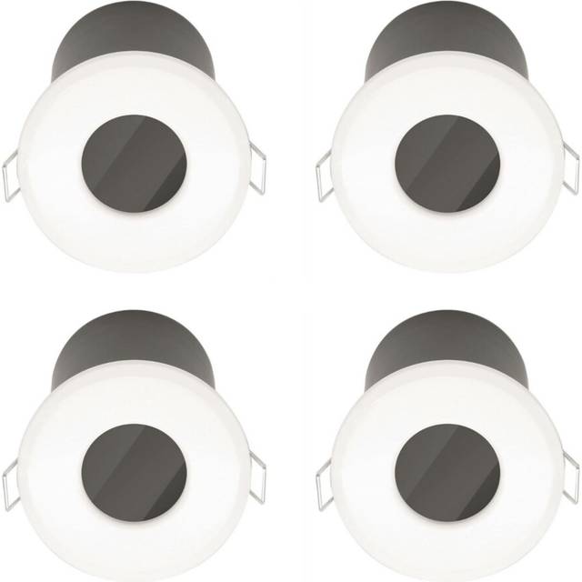 Set of 4 Fire Rated Bathroom Downlights - White IP65 Recessed Downlights