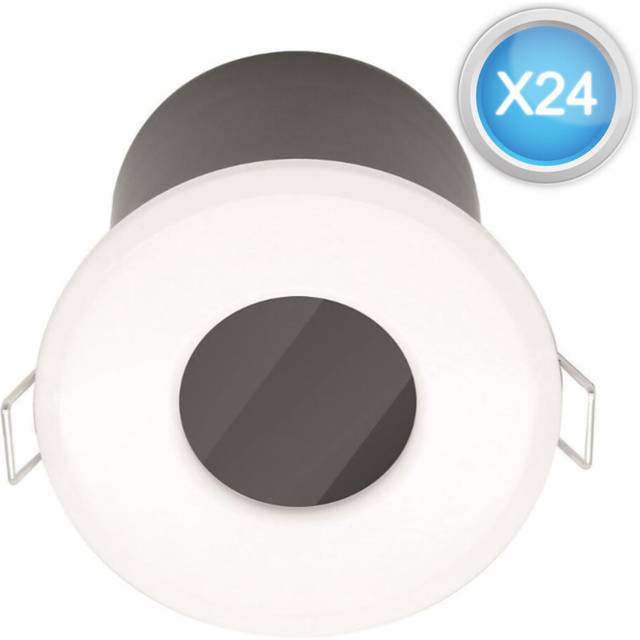 Set of 24 Fire Rated Bathroom Downlights - White IP65 Recessed Downlights