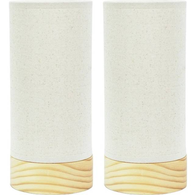 Elsa Pair of Natural Wooden Compact Table Lamps - One Size