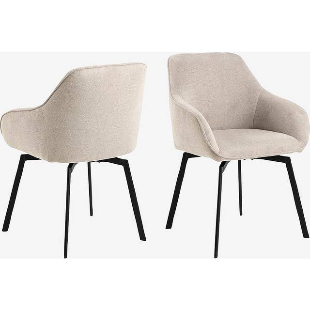 Clara matstol med armstöd tyg beige.