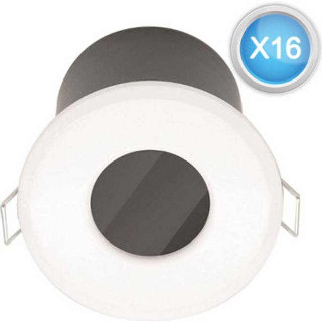 Set of 16 Fire Rated Bathroom Downlights - White IP65 Recessed Downlights