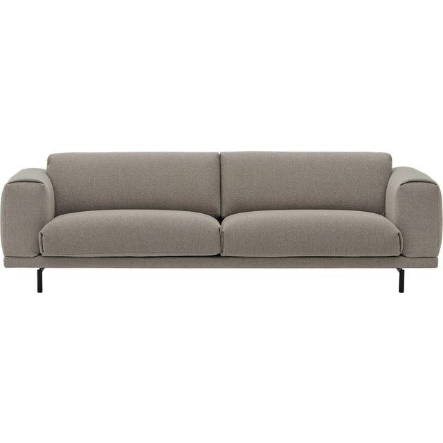 Muuto - Rest soffa 3-sits svart metallbas hearth 6 - Soffor - Anderssen &amp; Voll - Beige - Metall/Textilmaterial