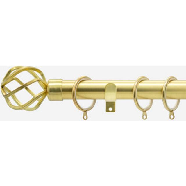 Brushed Gold 28mm Cage Fixed Length Metal Curtain Pole - 150cm