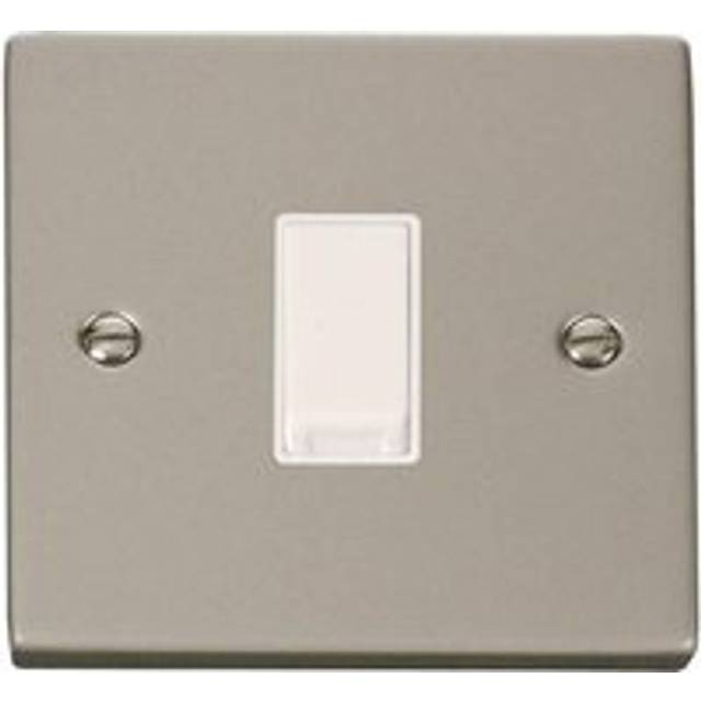 Pearl Nickel 10A 1 Gang 2 Way Light Switch - Metallic Silver - One Size