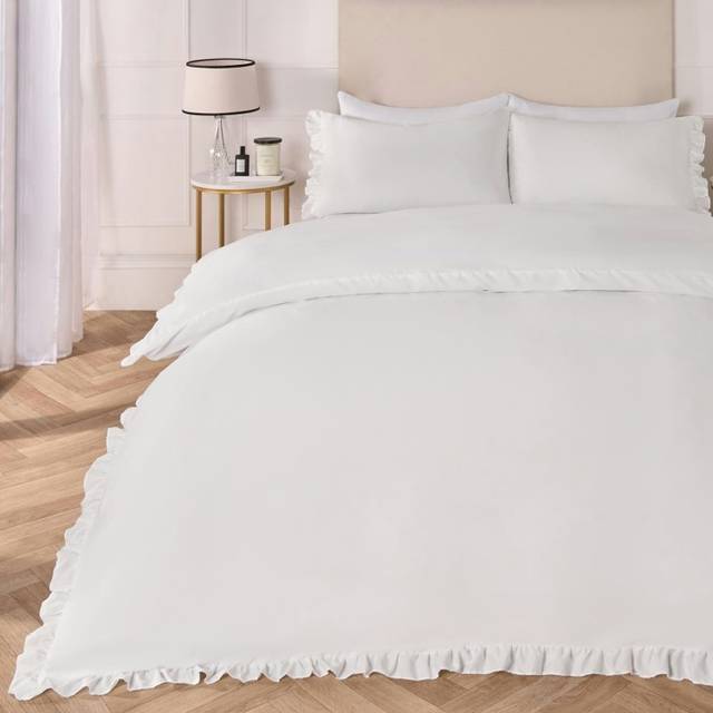 Duvet cover set frill edge microfibre quilt decor bedding pillowcase double king