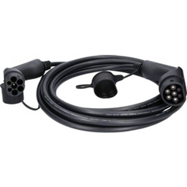 type 2 socket to type 2 plug, three phase, type 2 socket to type 2 plug, three phase, 8 m, up to 11 kW - black