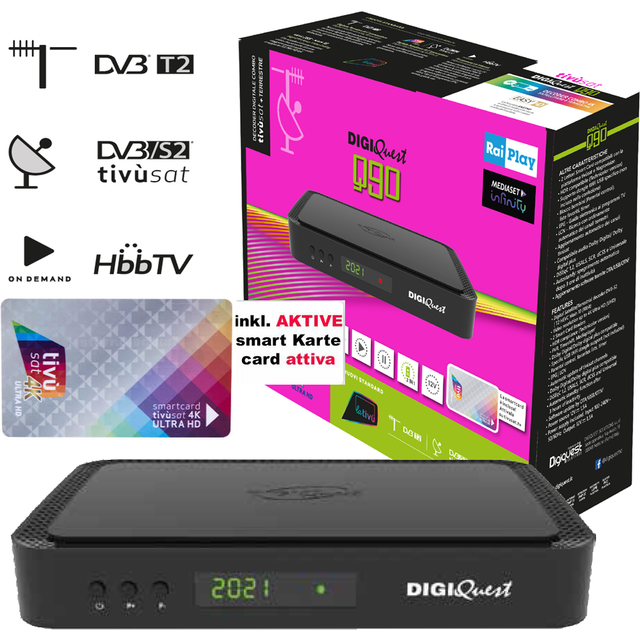 DigiQuest Q80 DVB-S2 DVB-T2 Tuners UHD 4K Active Italian TivuSat Card