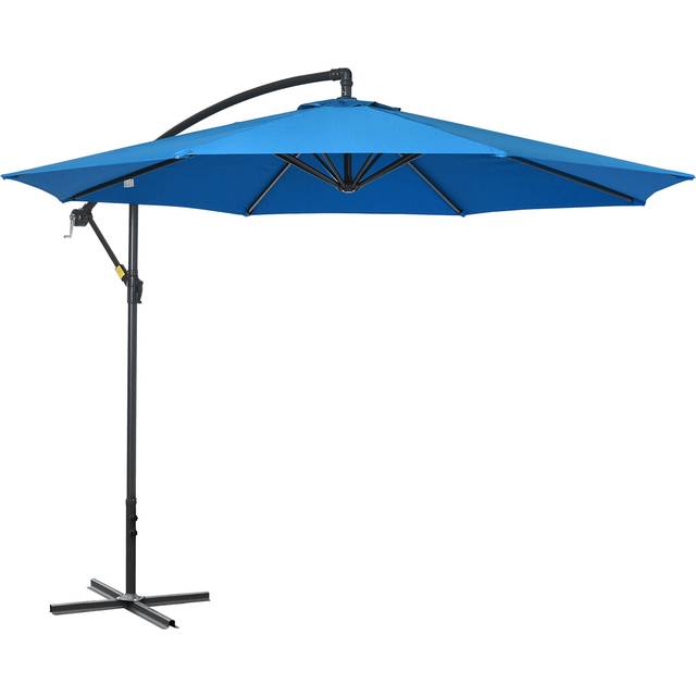 Outsunny 3(m) Garden Banana Parasol Cantilever Umbrella w/ Cross Base - Blue | TJ Hughes
