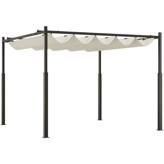 Outsunny 3 x 3(m) Pergola with Retractable Roof, 80mm Metal Column, Grey