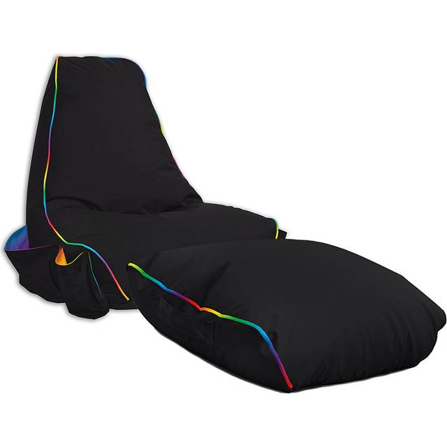 rucomfy Kids Gaming Bean Bag Chair and Footstool - Black