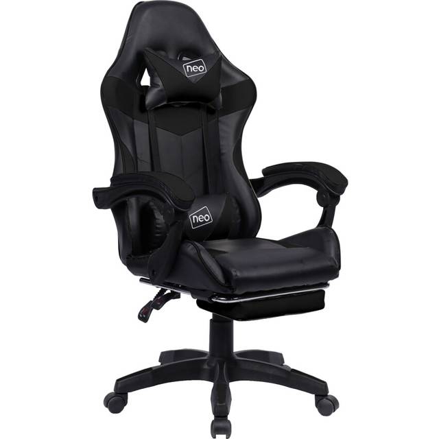 Foot Turbo Massage Leather Recliner PC Gaming Chair with Footrest - Black - One Size