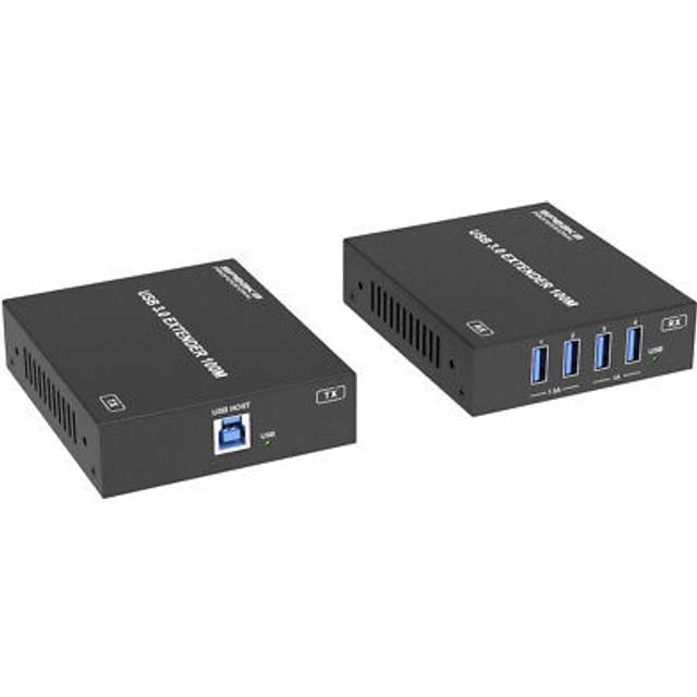 SpeaKa Professional SP-USBE-800 1+4 ports USB 3.0 RJ45 + hub extension Ethernet extender, PC-controlled Black