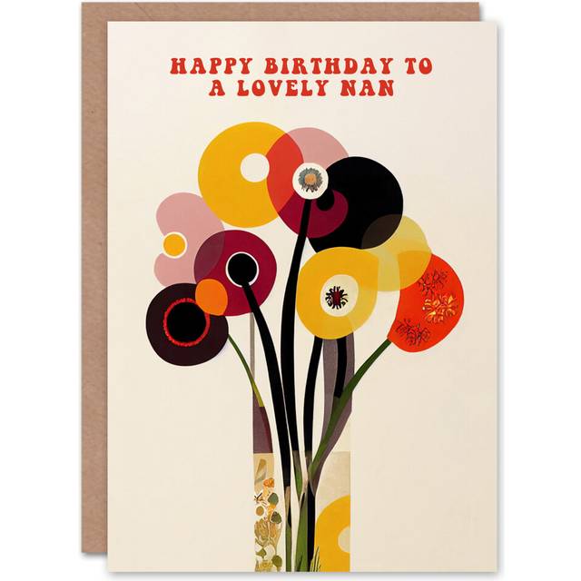Nan Happy Birthday Cheerful Spring Flowers Abstract For Her Greeting Card