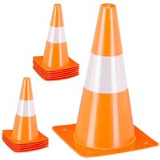 Safety Cones, Set of 12, Football, Dog Training, Marking Traffic, 31 cm, Sports, Fitness, Reflective, orange - Relaxdays