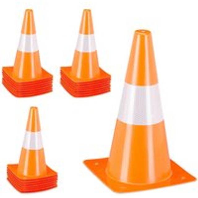 Safety Cones, Set of 24, Football, Dog Training, Marking Traffic, 31 cm, Sports, Fitness, Reflective, orange - Relaxdays