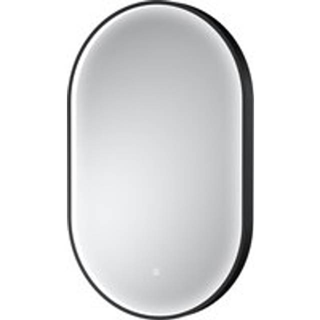 Contemporary Oval Inset Framed LED Touch Sensor Mirror - 800 x 500mm - Black - Balterley