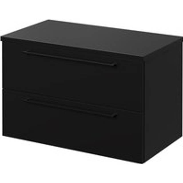 Napoli Wall Mounted Vanity Unit for Countertop Basins with 2 Drawers and Handles | Matt Black | MDF | 800mm