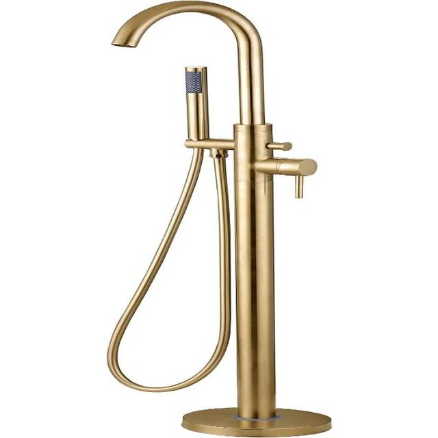 Zanelli Floor Standing Bath Shower Mixer Tap Brushed Brass - Gold - One Size