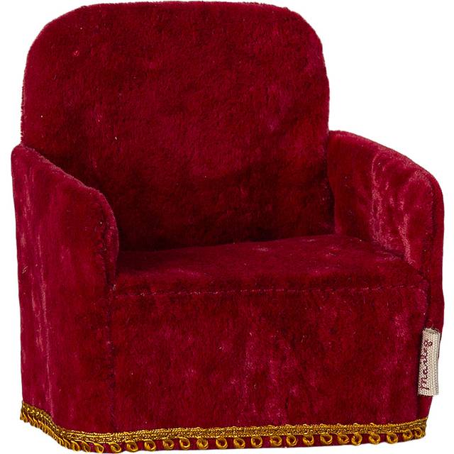 Maileg - Lounge Chair, Mouse  - Tillbehör till dockor - Bright red - H7,5 x W6,5 x D6 cm