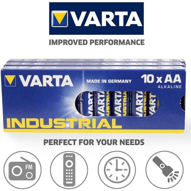 2 x pack of 10 varta industrial aa r6 batteries alkaline 1.5v mn1500 am3 e91