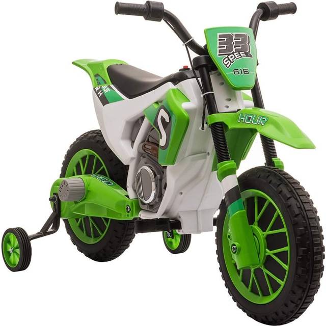 Elmotorcykel för Barn med Träningshjul grön vit