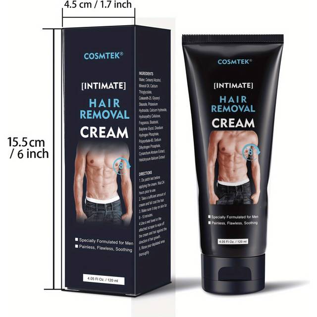 (120ml) Hair Removal Cream For Men, Effective & Painless Depilatory Cream For Unwanted Hair