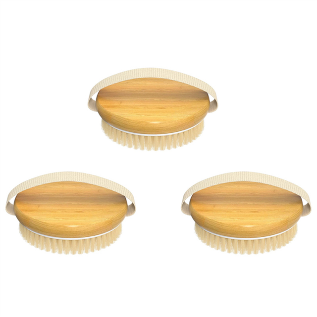 3 Pack Dry Body Brush, Shower Brush Wet and Brushing, for Cellulite Lymphatic, Scrubber with Soft
