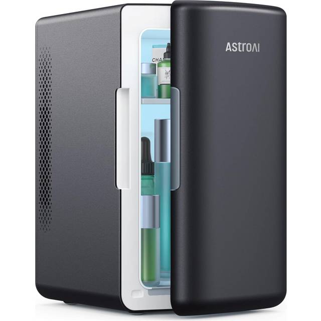 AstroAI Mini Fridge 6 Litre / 8 Can | Cooler and Warmer | AC/DC | Small Fridge for Bedrooms, Car, Drinks, Beauty, Skincare, Travel (Deep Black)