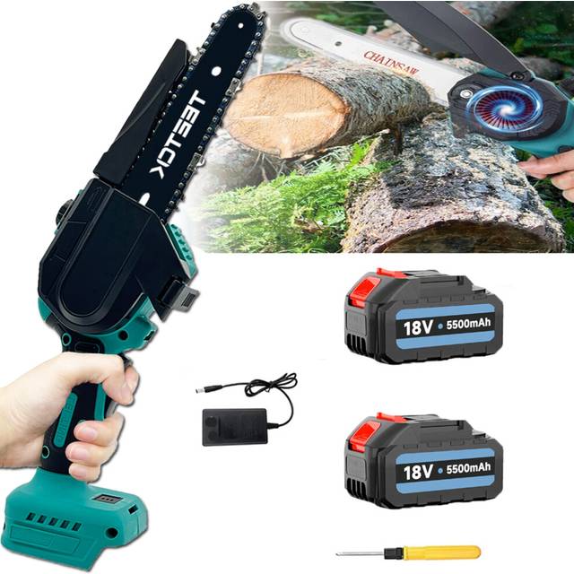Small Cordless Chainsaw Electric Garden wood Cutter Saw 6 Inch+2x5.5A Battery+Charger-Makita Compatible