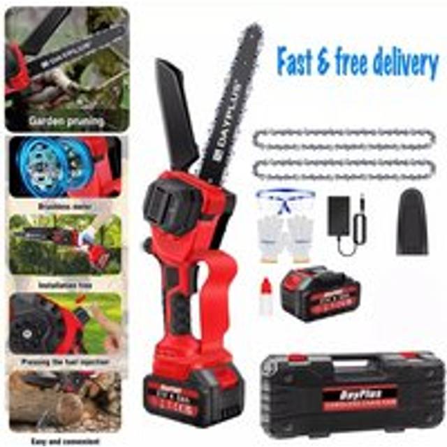 8' Mini Chainsaw Cordless Garden Electric Chainsaw Tree Wood Cutter + Battery