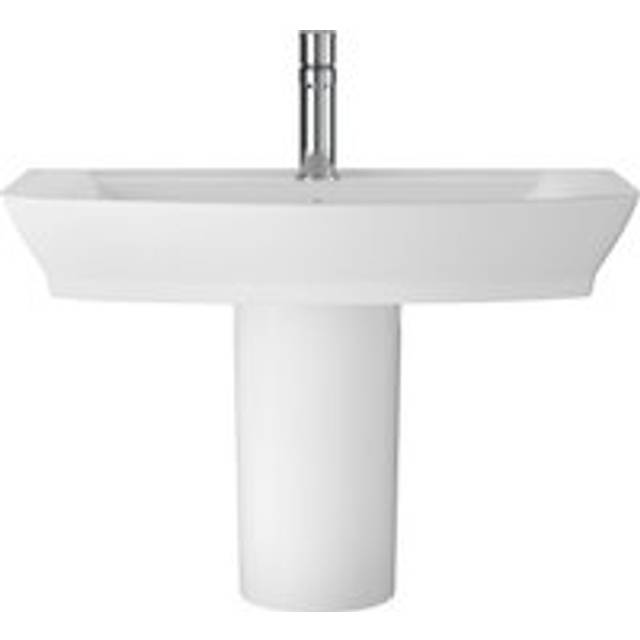 Spirit Square Ceramic Basin and Semi Pedestal, 650mm - Balterley