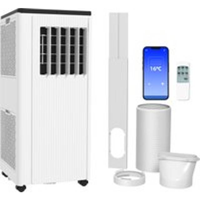 HOMCOM 9,000 BTU Mobile Air Conditioner, 20m², Smart Home WiFi, with Dehumidifier, Fan, 24H Timer, Window Kit, White Aosom UK