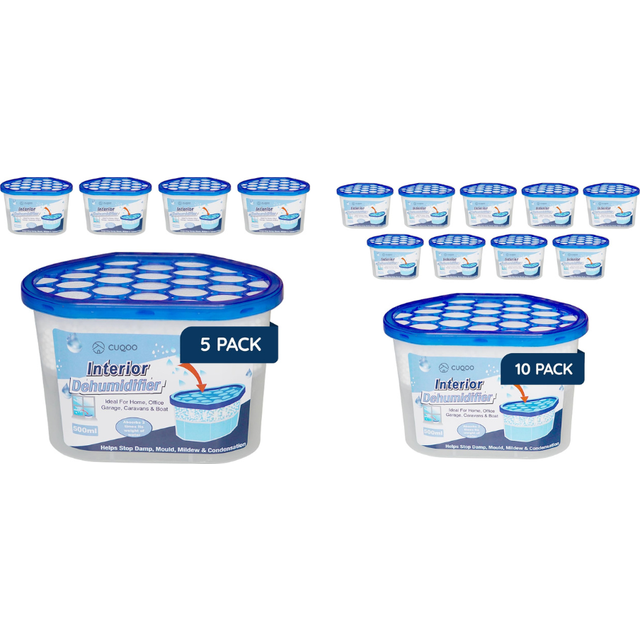 CUQOO Premium 500ml Dehumidifiers for Home Damp Pack of 10 ? Dehumidifiers Disposable Moisture Absorber for Home | Powerful Small dehumidifier |