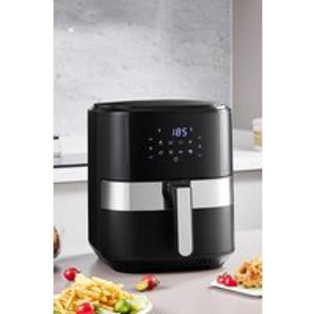 8L Touch Control Air Fryer 1500W with Smart Display, Adjustable Temp, Timer Function - Black - One Size