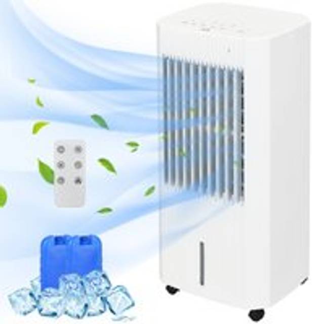 Homcom 68cm Portable Evaporative Air Cooler, 3-in-1 Ice Cooling Fan Cooler, Water Conditioner Humidifier Unit With Remote, 15h Timer, Oscillating, Led