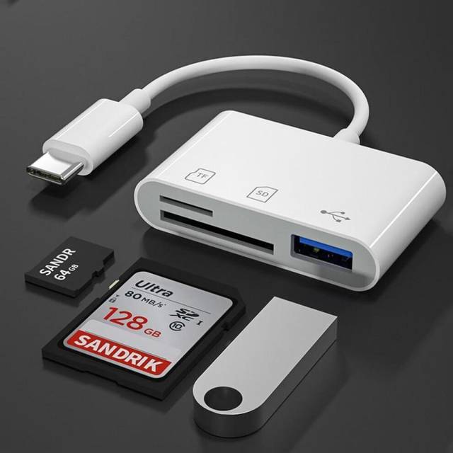 (white) Type-c Adapter Tf Cf Sd Memory Card Reader Otg Writer Compact Flash Usb-c For Ipad Pro Huawei For Macbook Usb Type C Cardreader