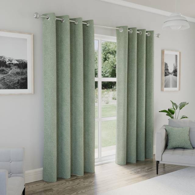 Austin Thermal Ready Made Eyelet Blackout Curtains Green