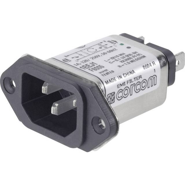 TE Connectivity 6609006-1 1EEJ1 Nätfilter med IEC-kontakt 250 V/AC 1 A 10 mH 1 st