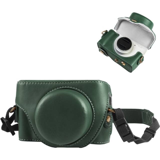 For Sony ZV-1F Vlog Camera Full Body PU Leather Camera Case Bag with Strap - WHITE